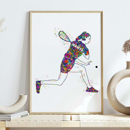 Inspirational squash player girl wall art wooden frame