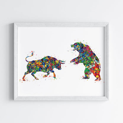 Stock Market Bull and Bear Wall Art (Framed)