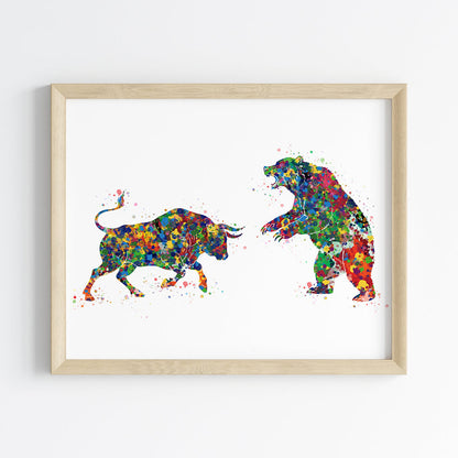Stock Market Bull and Bear Wall Art (Framed)