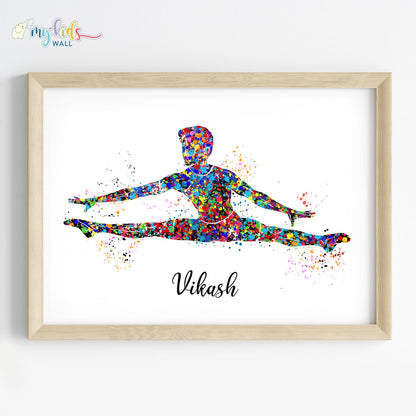 Straddle Gymnastics Boy Personalized Wall Art Framed Wooden