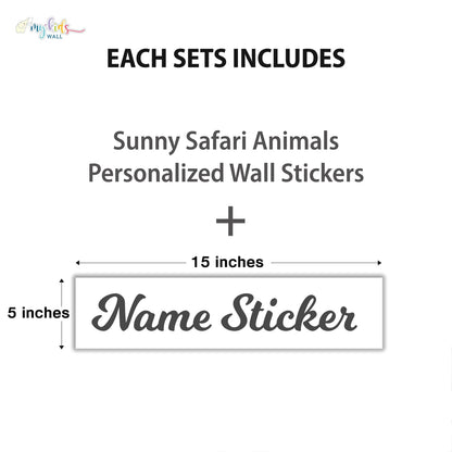 Sunny Safari Animals Personalized Wall Stickers