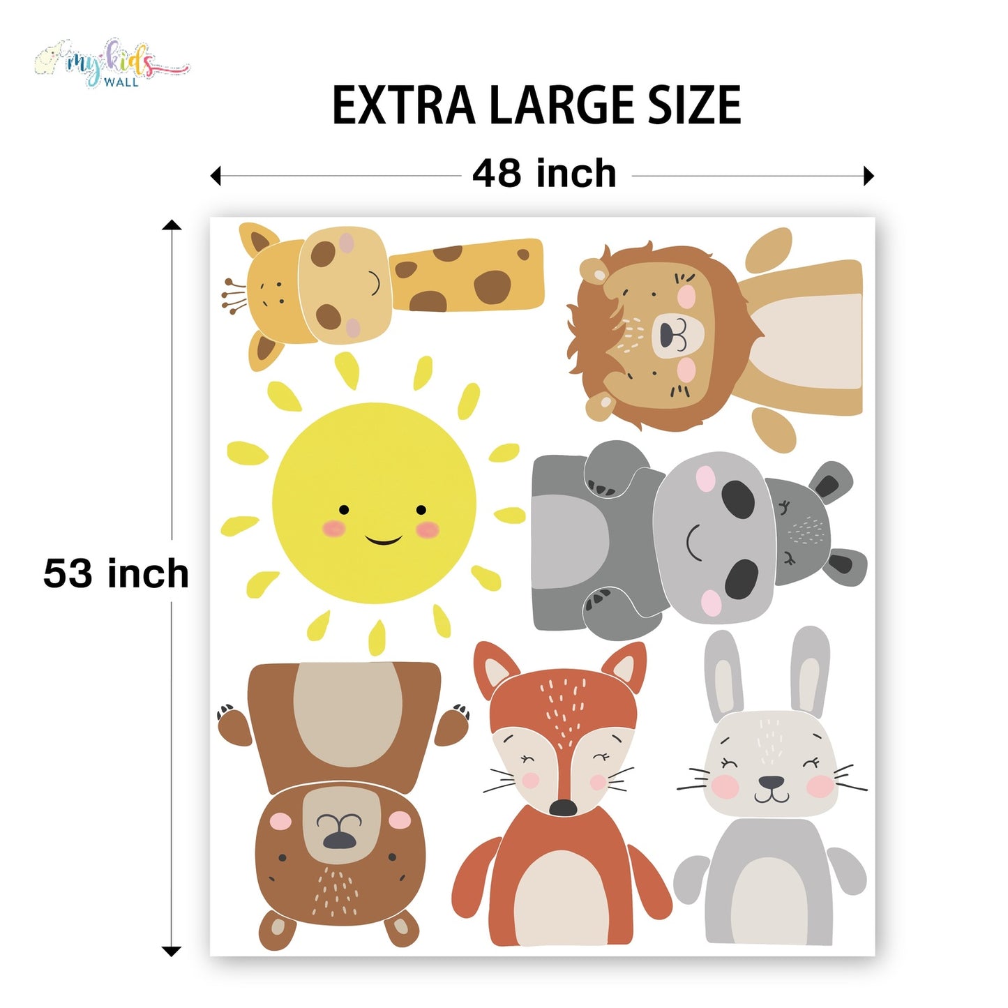 Sunny Safari Animals Personalized Wall Stickers