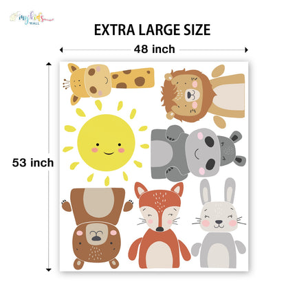 Sunny Safari Animals Personalized Wall Stickers