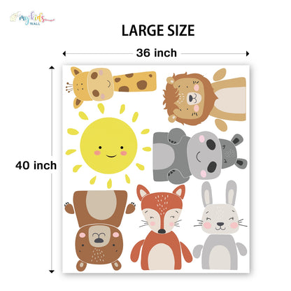 Sunny Safari Animals Personalized Wall Stickers