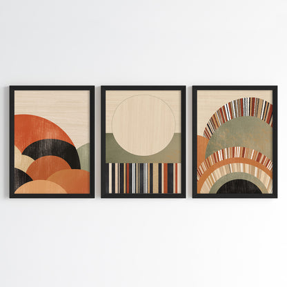 Geometric Sunset Arcs Wall Art (Framed Set of 3)
