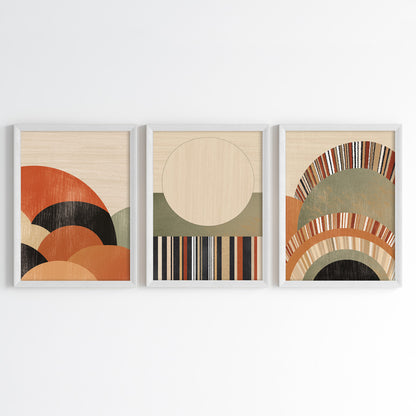 Geometric Sunset Arcs Wall Art (Framed Set of 3)