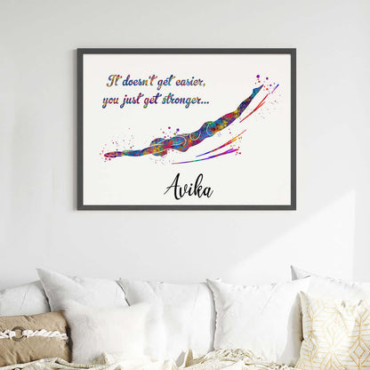 Swimmer Girl Personalized Wall Art (Framed)