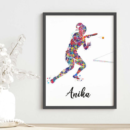 Inspirational table tennis player girl wall art black frame