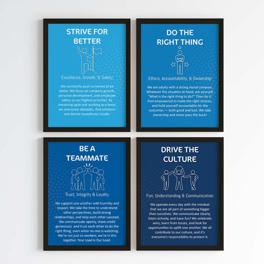 Team Culture Principles Wall Art (Framed Set of 4)