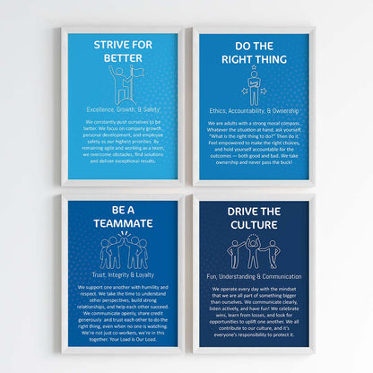 Team Culture Principles Wall Art (Framed Set of 4)