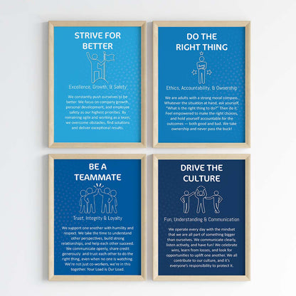 Team Culture Principles Wall Art (Framed Set of 4)