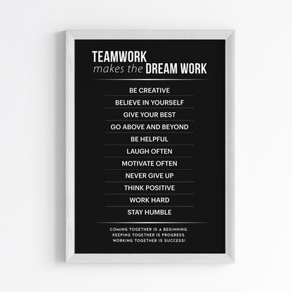 Team Work Makes the Dream Work Wall Art (Framed)