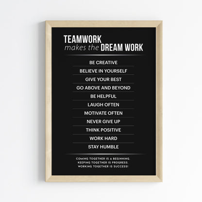 Team Work Makes the Dream Work Wall Art (Framed)