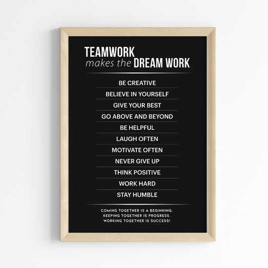Team Work Makes the Dream Work Wall Art (Framed)