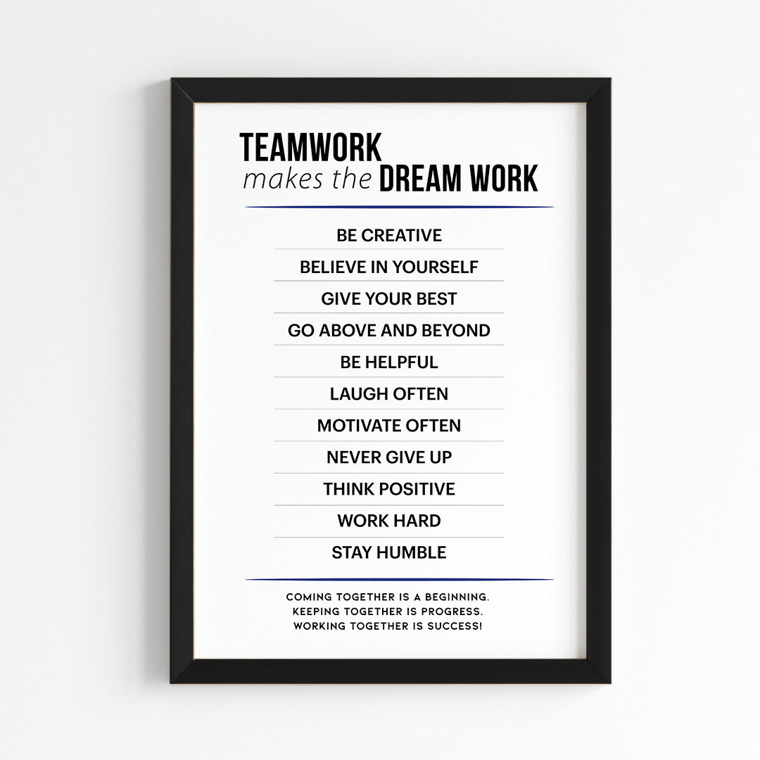 Team Work Makes the Dream Work Wall Art (Framed)