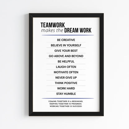 Team Work Makes the Dream Work Wall Art (Framed)