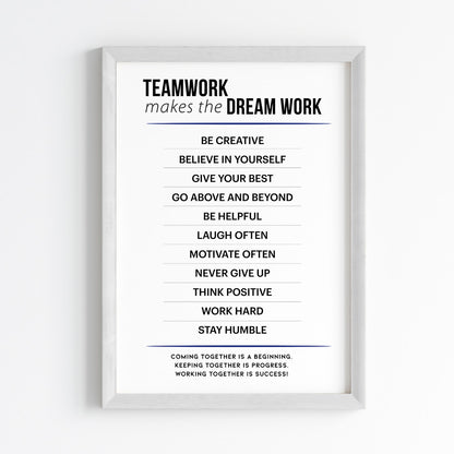 Team Work Makes the Dream Work Wall Art (Framed)