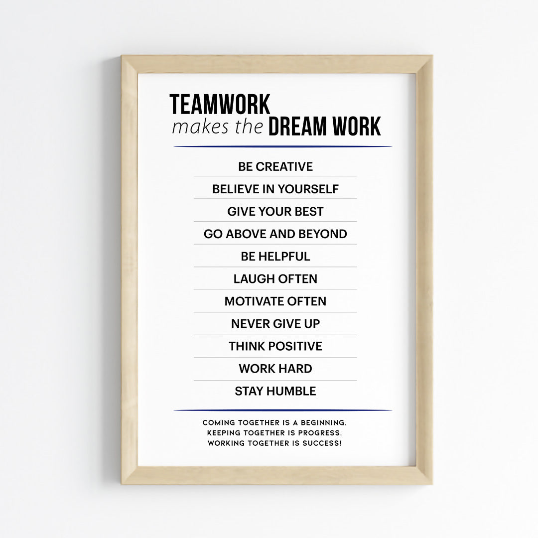 Team Work Makes the Dream Work Wall Art (Framed)