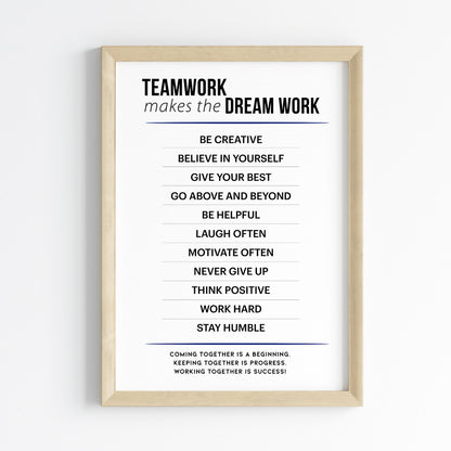Team Work Makes the Dream Work Wall Art (Framed)