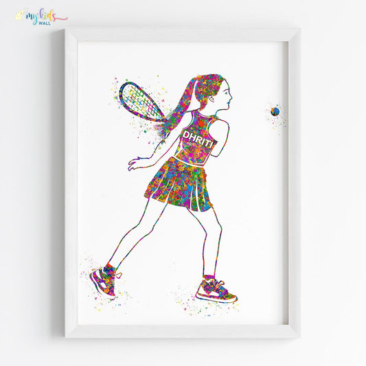 inspirational squash star girl wall art white frame