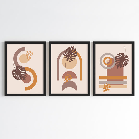 Terracotta Geometry Wall Art (Framed Set of 3)