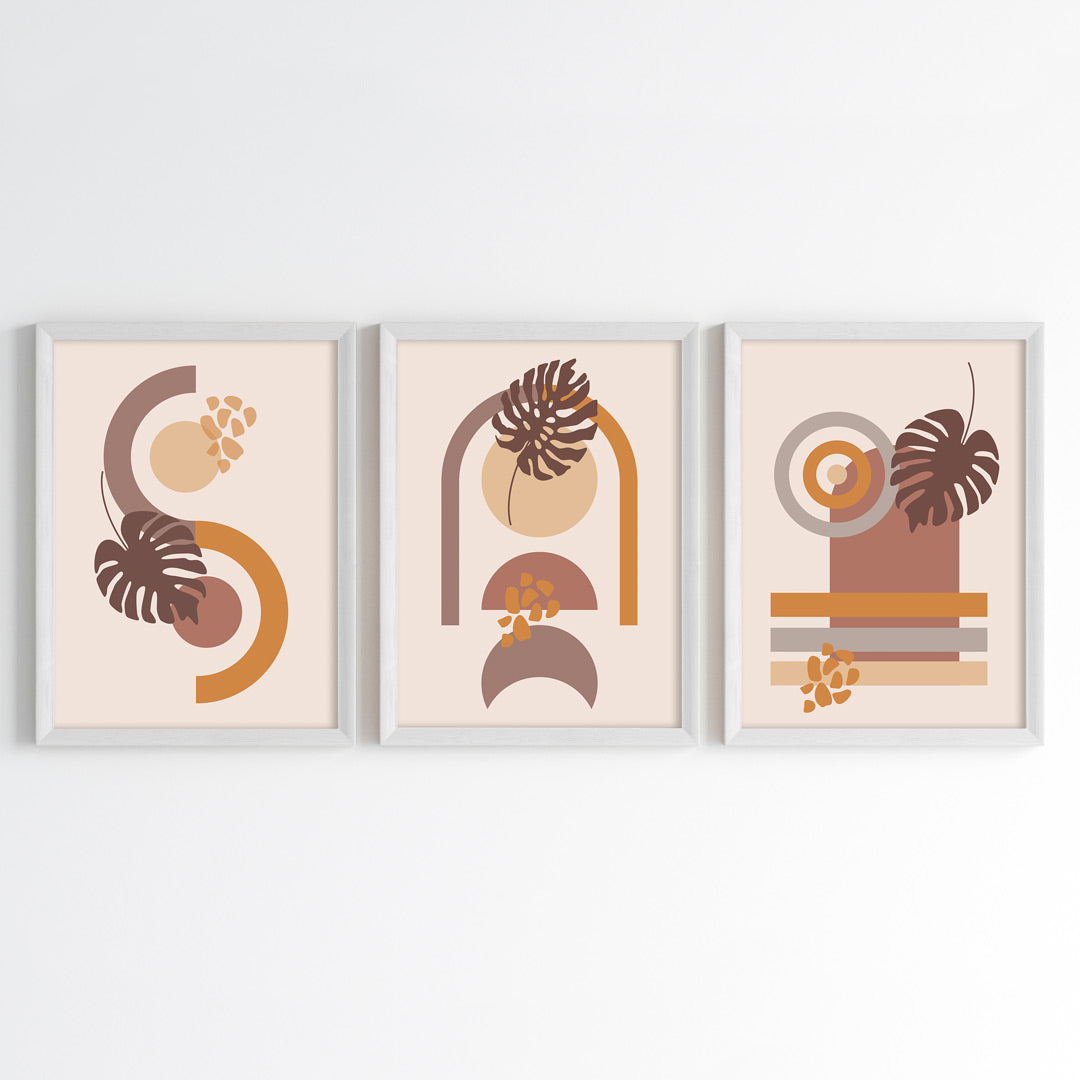 Terracotta Geometry Wall Art (Framed Set of 3)
