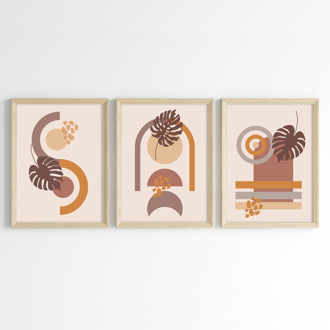 Terracotta Geometry Wall Art (Framed Set of 3)