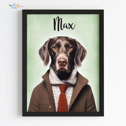 Pet portrait of a dog as a pawject manager in black frame