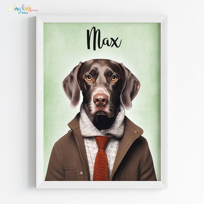 Pet portrait of a dog as a pawject manager in white frame