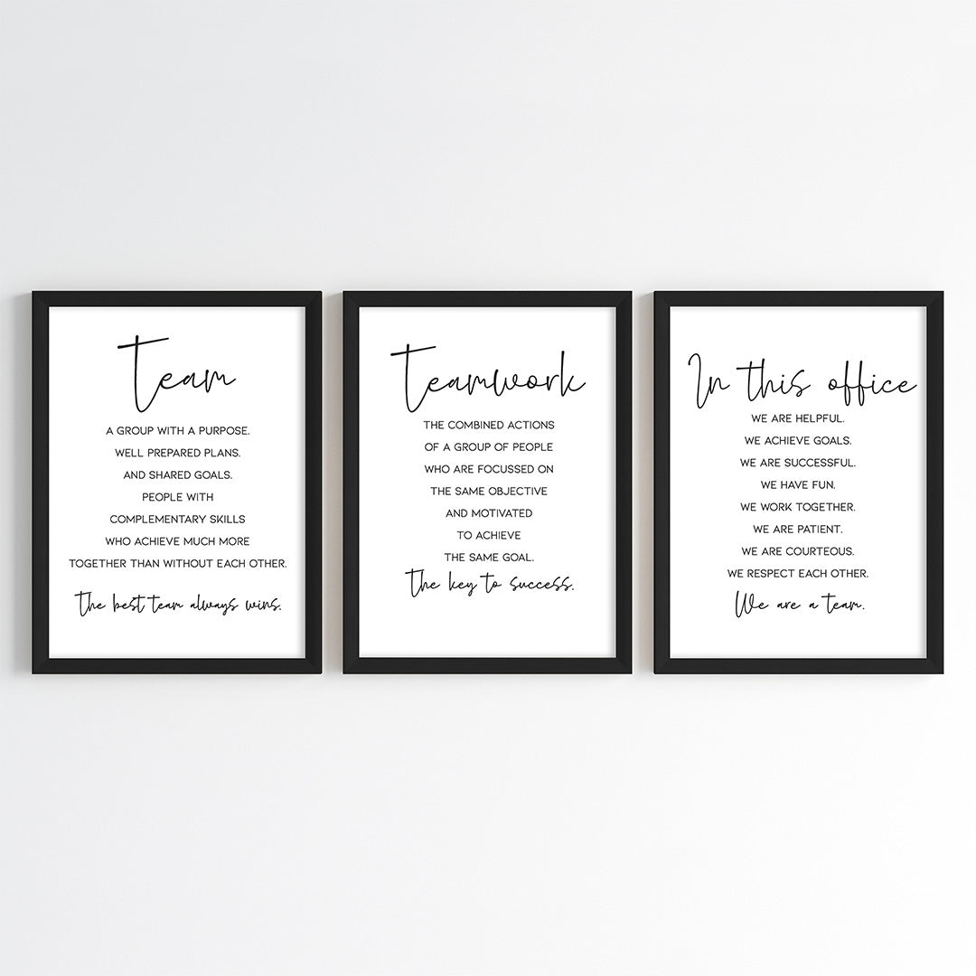 Together We Achieve Teamwork Wall Art (Framed Set of 3)