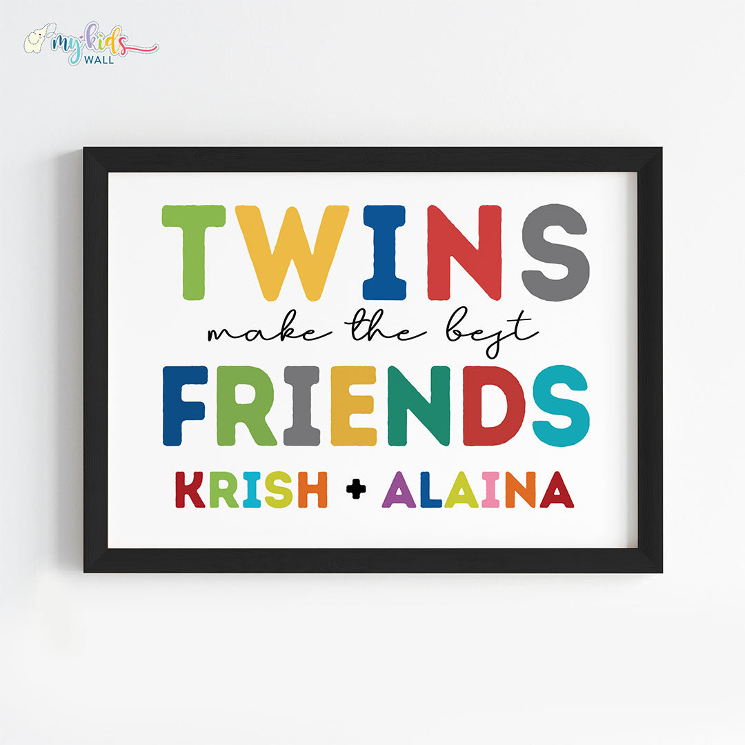 Inspirational twins wall art decor black frame