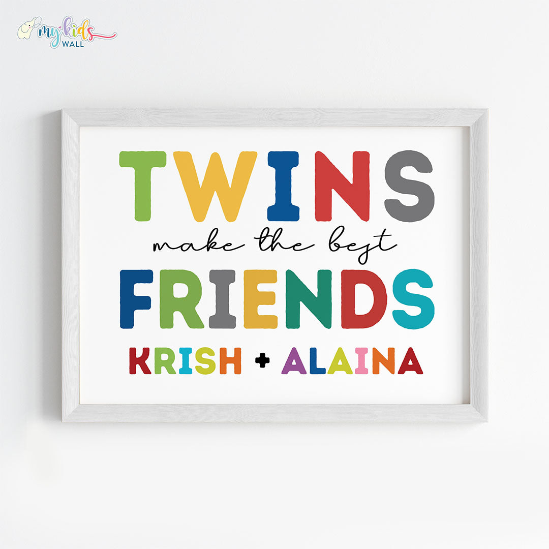 Inspirational twins wall art decor white frame