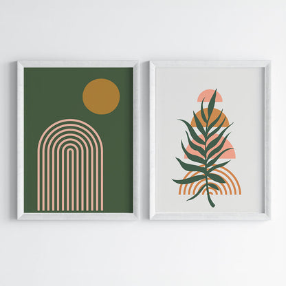 Verdant Geometry Wall Art (Framed Set of 2)