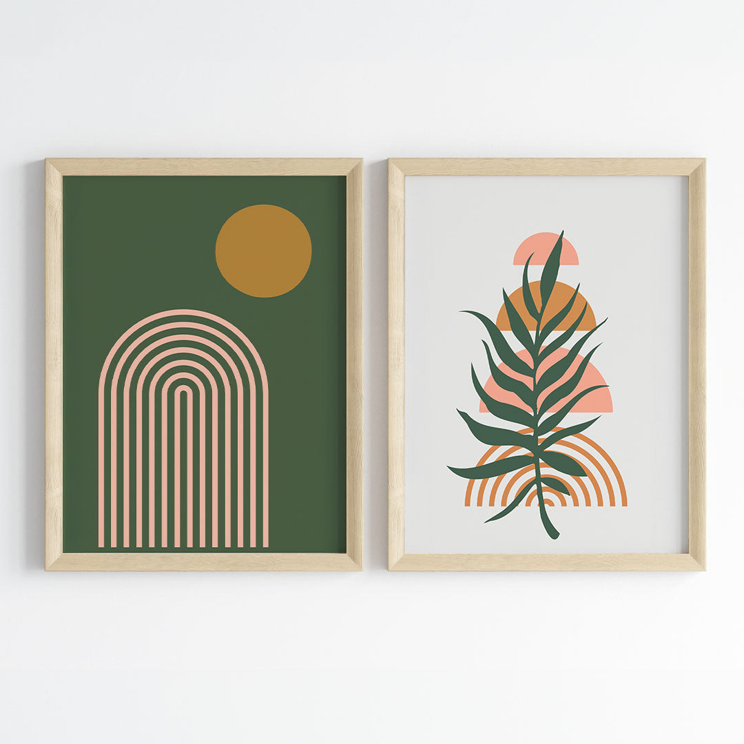 Verdant Geometry Wall Art (Framed Set of 2)