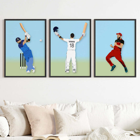 Inspirational Virat Kohli set of 3 wall art black frame