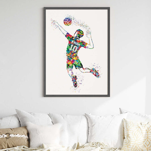 Inspirational volleyball player boy wall art black frame