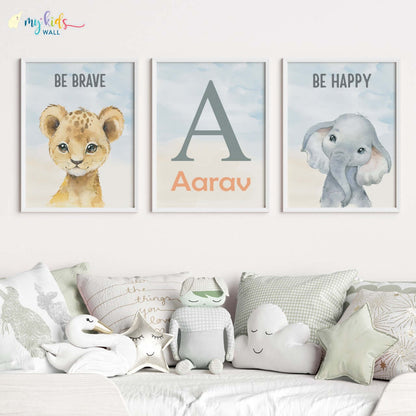 Inspirational baby animal wall art set of 3 white frame