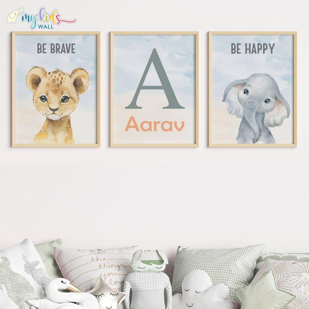 Inspirational baby animal wall art set of 3 wooden frame