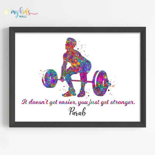 Weightlifter Boy Personalized Wall Art (Framed)