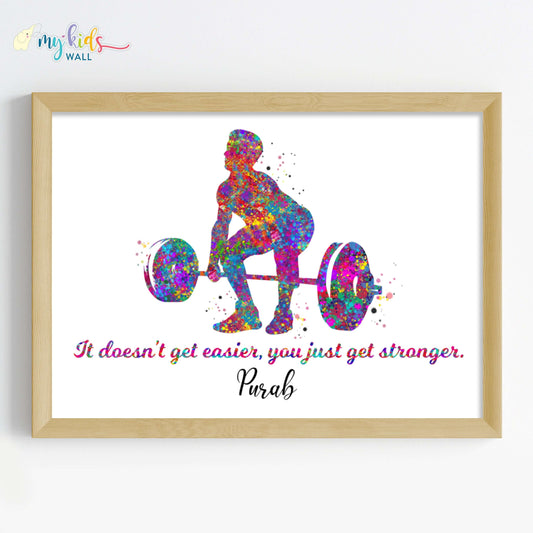 Inspirational weightlifter boy wall art wooden frame