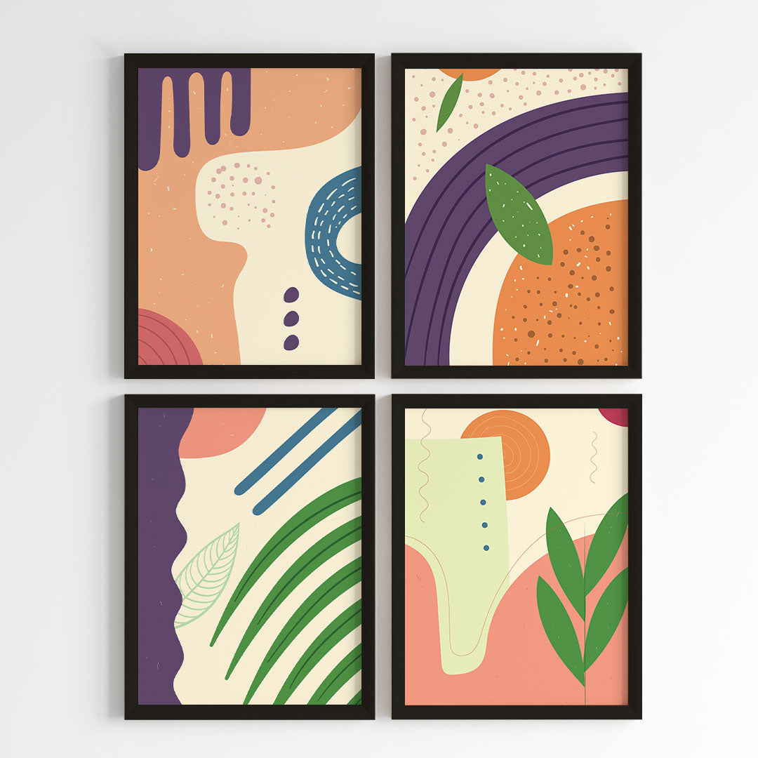 Whimsical Geometry Wall Art (Framed Set of 4)