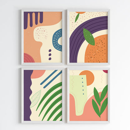 Whimsical Geometry Wall Art (Framed Set of 4)
