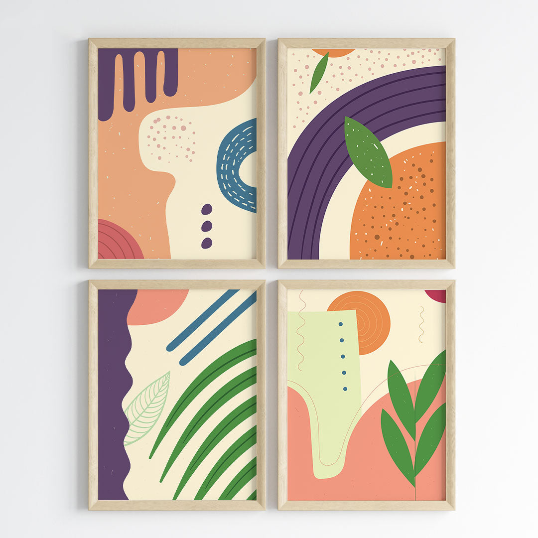 Whimsical Geometry Wall Art (Framed Set of 4)