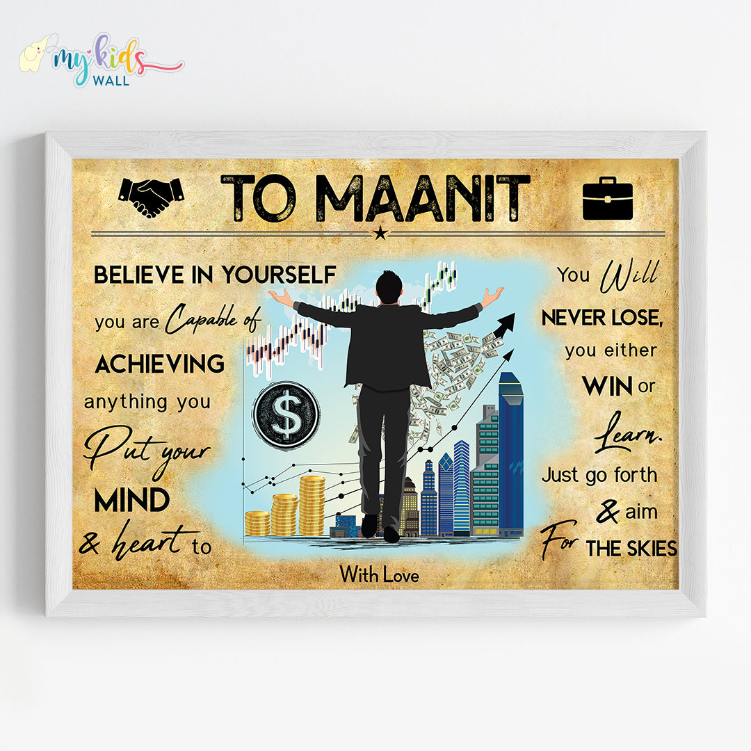 Aspiring Businessman Personalized Motivational Wall Art (Framed)