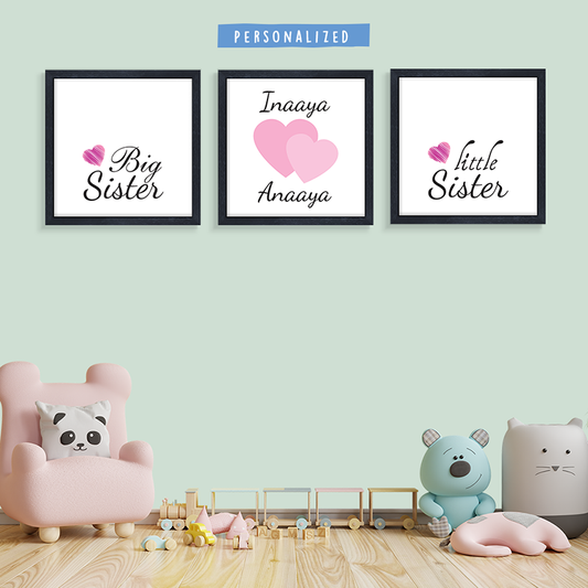 Big Sister Little Sister Personalised Wall Art (Framed Set of 3)