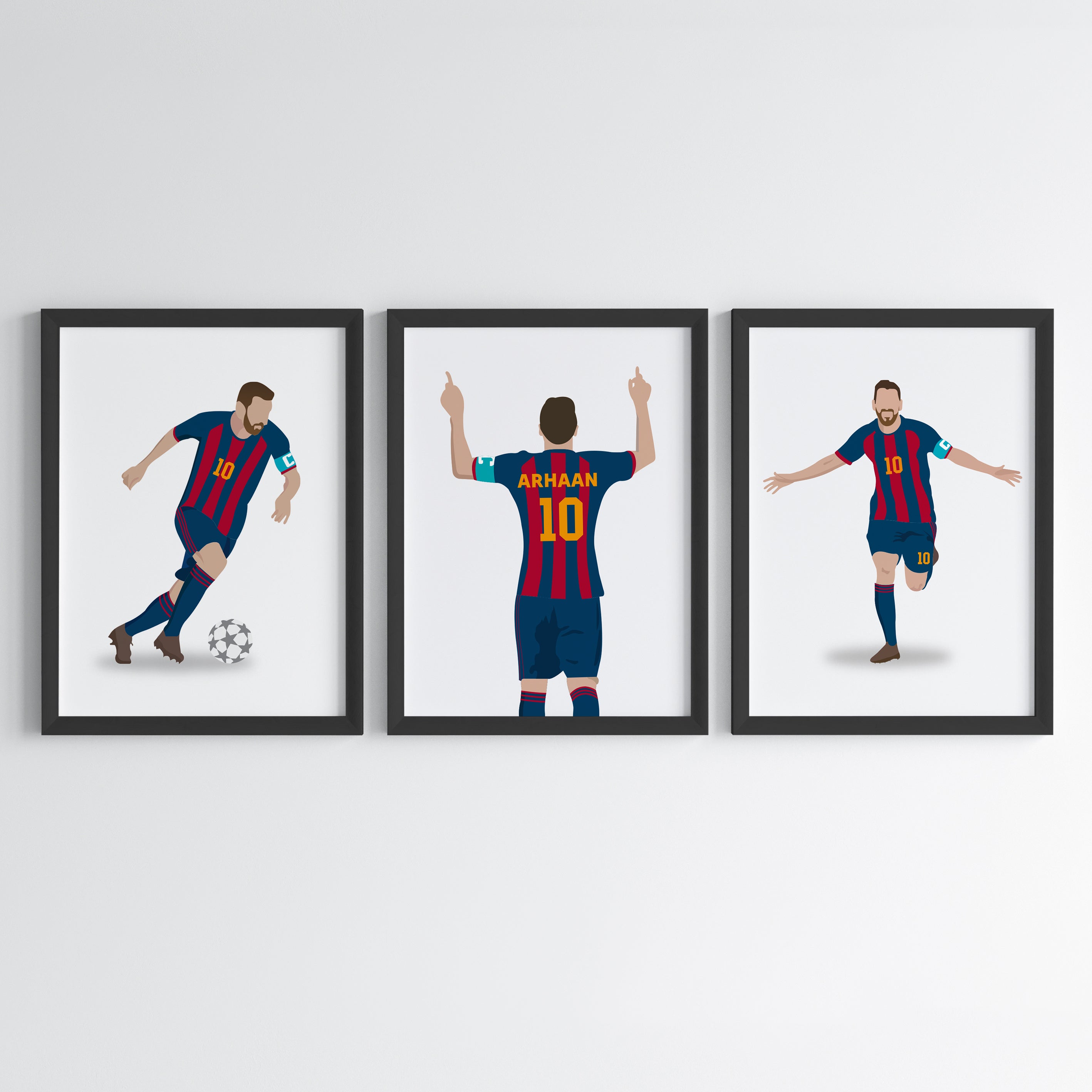 'Lionel Messi' Personalized Wall Art (Framed Set of 3) – My Kids Wall