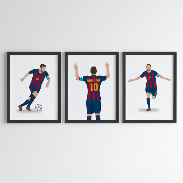 Load image into Gallery viewer, &#39;Lionel Messi&#39; Personalized Wall Art (Framed Set of 3)
