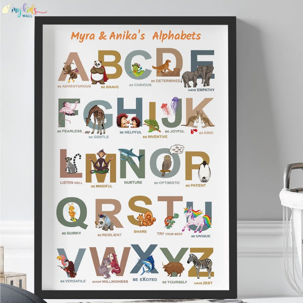Load image into Gallery viewer, &#39;A to Z of Emotions&#39; Siblings Personalised Wall Art (Framed)
