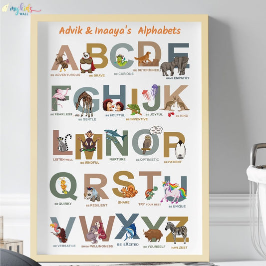 A to Z of Emotions Siblings Personalised Wall Art (Framed)