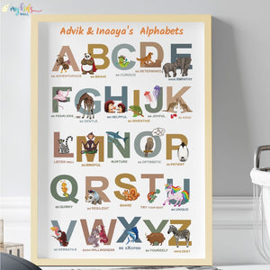 'A to Z of Emotions' Siblings Personalised Wall Art (Framed)